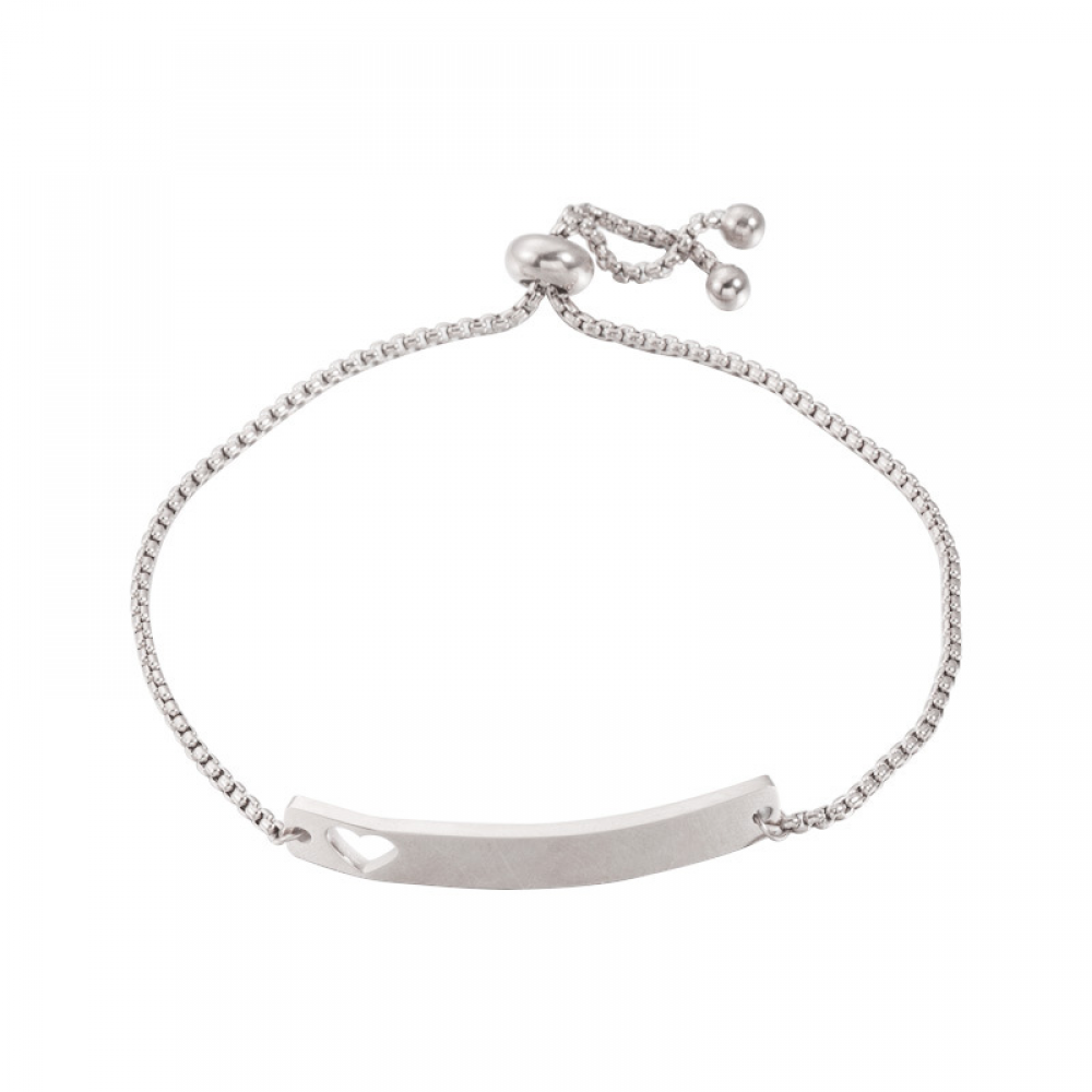 Personalized Gold Bar Bracelet with Laser Engraving – Heart Cutout – Custom Name, Date, Initials