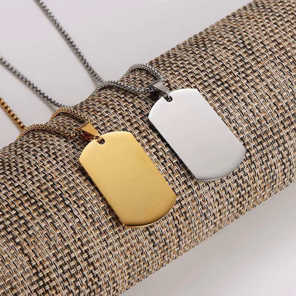 Personalized Laser Engraved Army Dog Tag Necklace – Custom Name, Date & Message