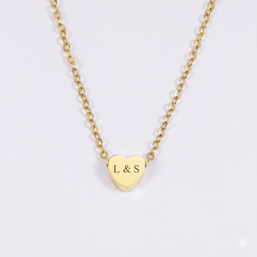 Dainty Personalized Heart Necklace | Custom Initial Pendant in Gold & Silver for Women