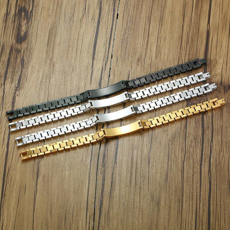 Custom Laser-Engraved Name Bracelet — Gold / Silver / Black