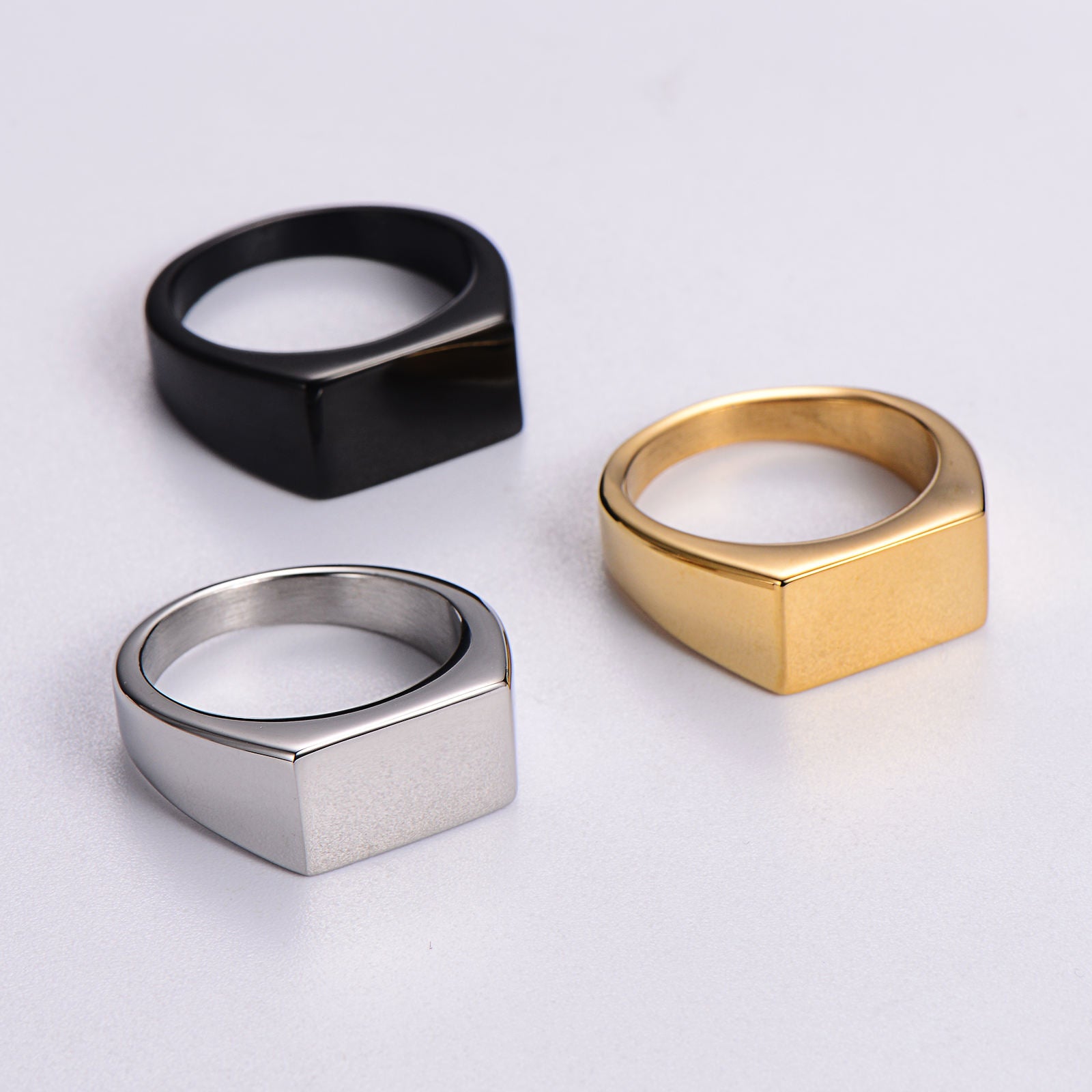 Custom Engraved Name Ring for Men – Black/Gold/Silver | Sizes 6–12