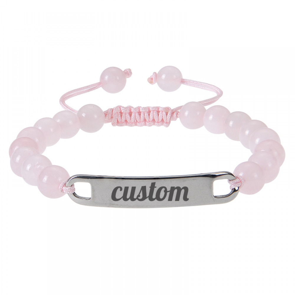 Custom Beaded Bracelet – Personalized Laser Engraved Name Plate