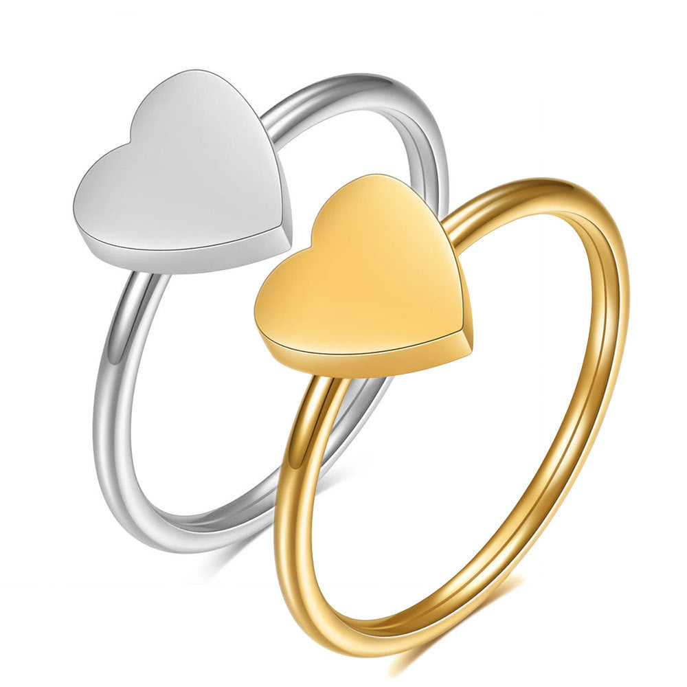 Custom Engraved Ladies Heart Ring - Gold & Silver
