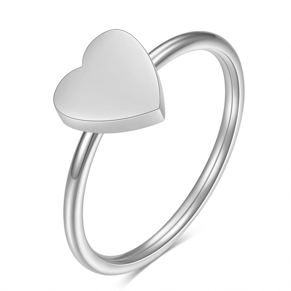 Custom Engraved Ladies Heart Ring - Gold & Silver