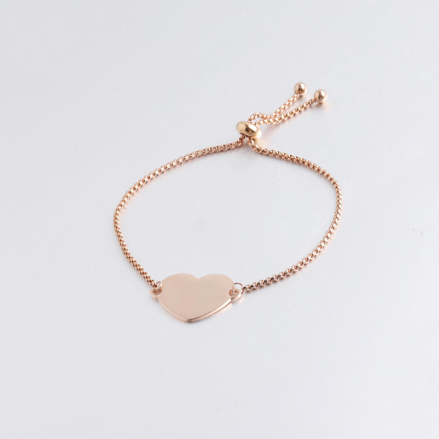 Personalized Heart Bracelet – Custom Laser Engraved Name | Gold, Silver, Black