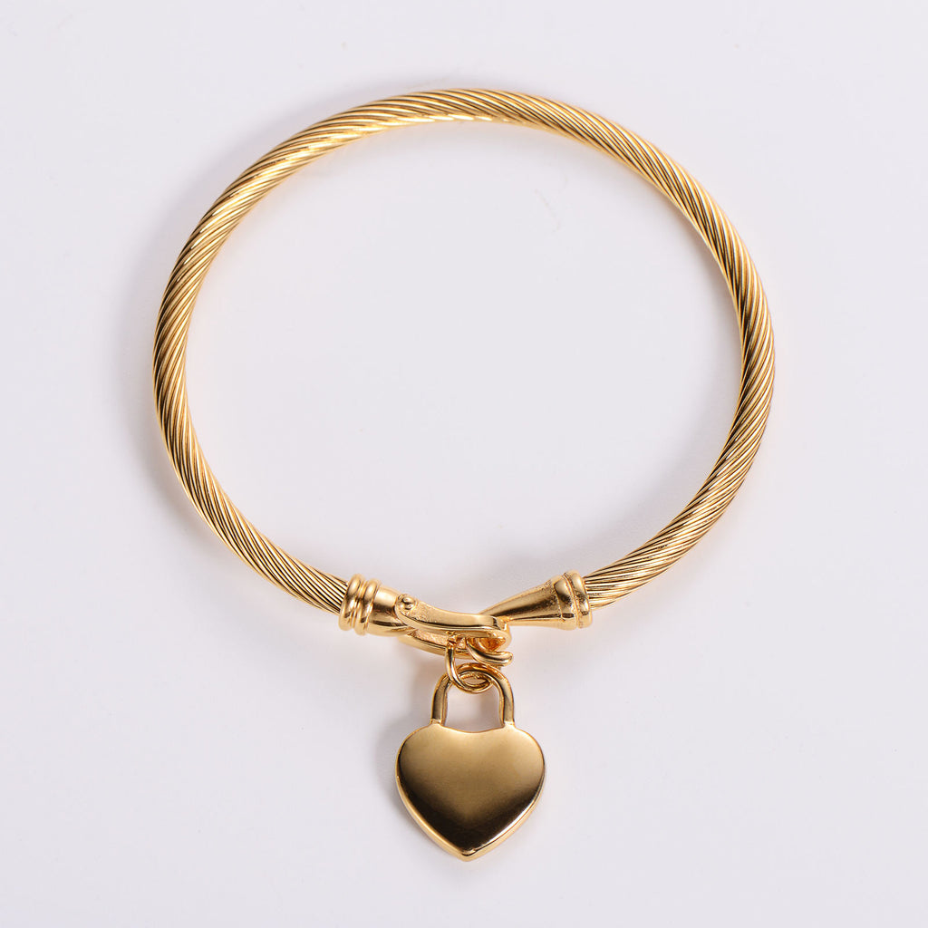 Custom Laser Engraved Heart Initial Bracelet for Women