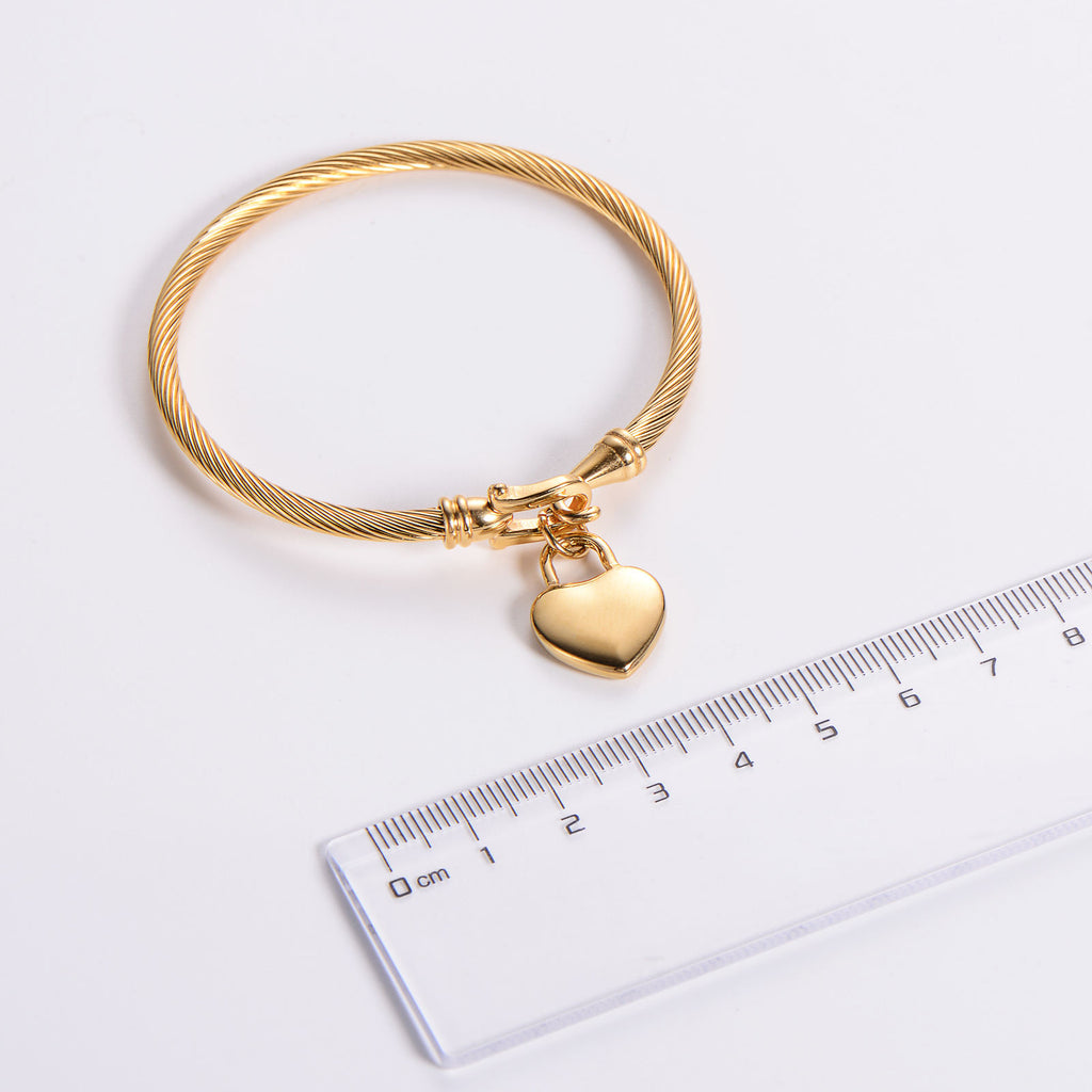 Custom Laser Engraved Heart Initial Bracelet for Women