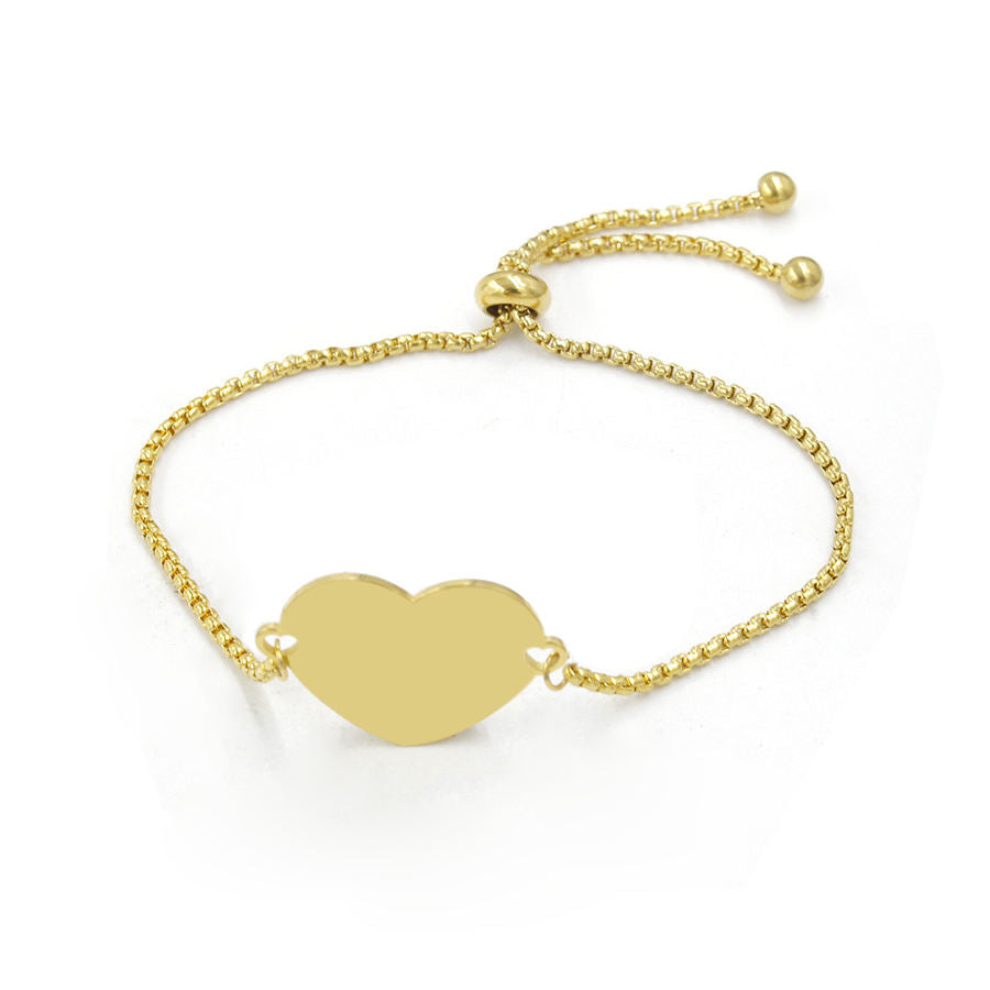 Personalized Heart Bracelet – Custom Laser Engraved Name | Gold, Silver, Black
