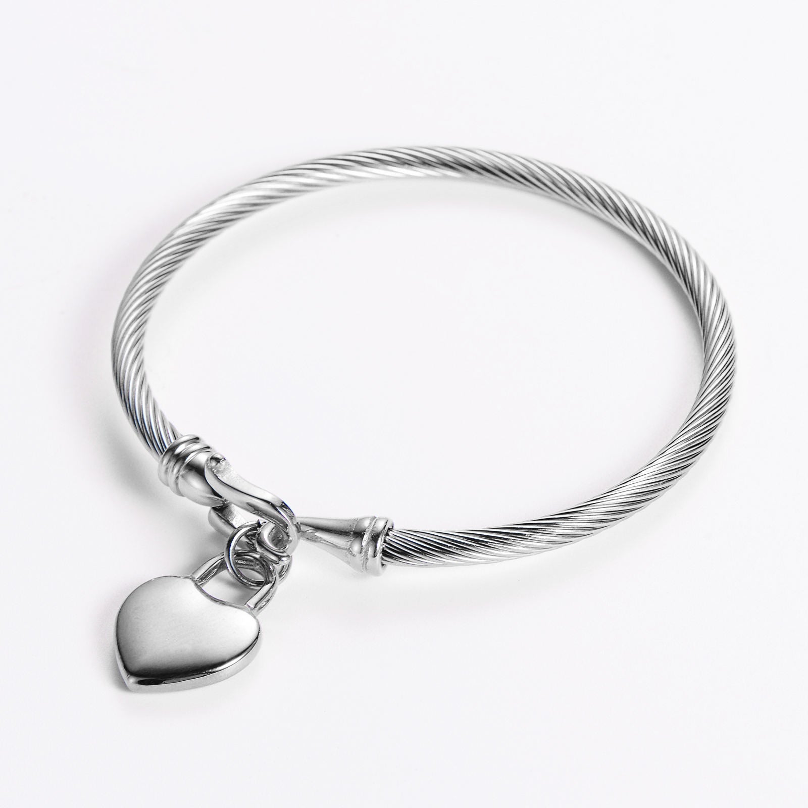Custom Laser Engraved Heart Initial Bracelet for Women