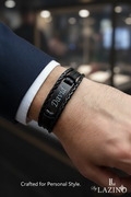 Custom Engraved Men's Leather Bracelet - Black & Brown