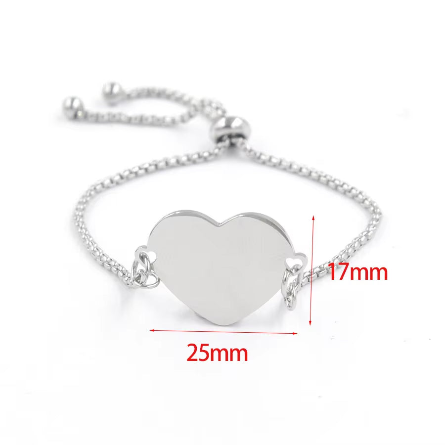 Personalized Heart Bracelet – Custom Laser Engraved Name | Gold, Silver, Black