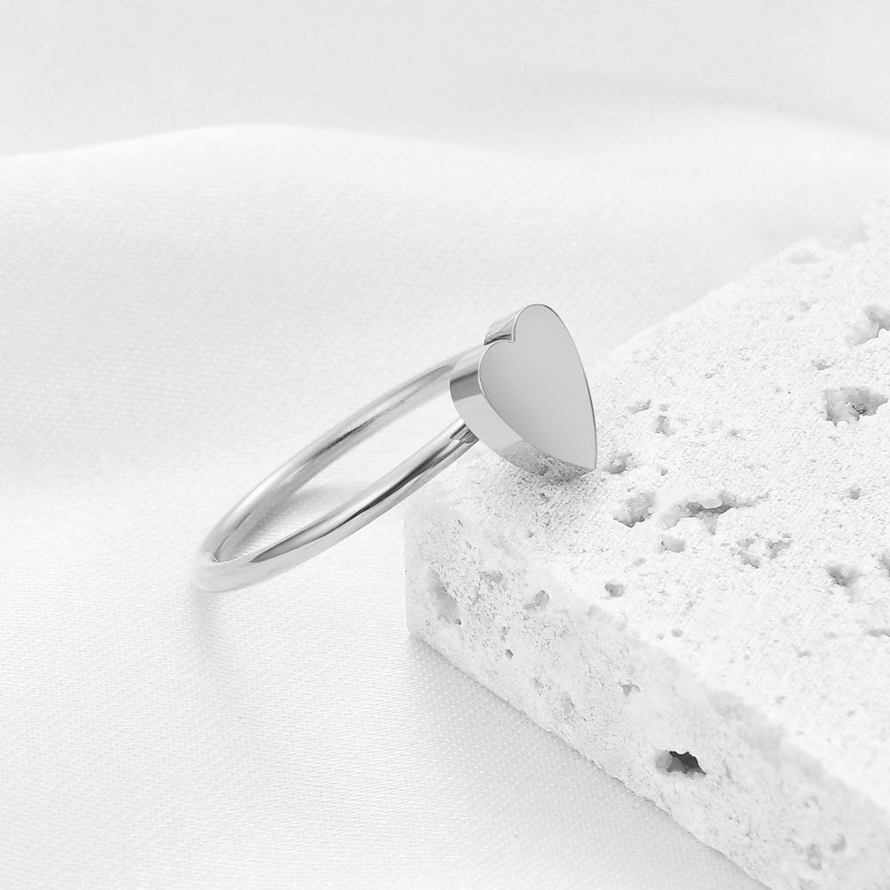 Custom Engraved Ladies Heart Ring - Gold & Silver