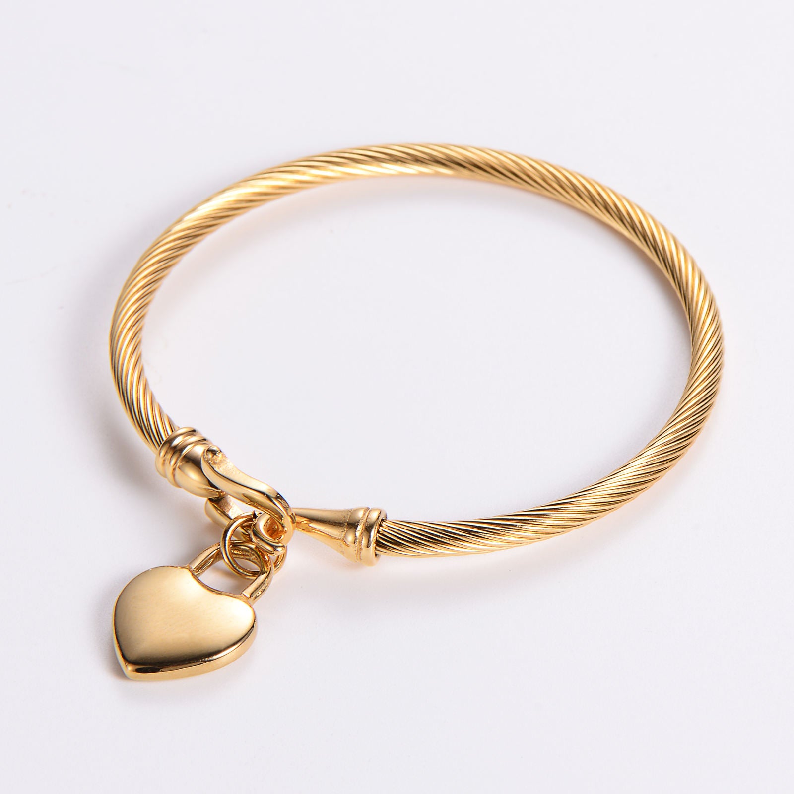 Custom Laser Engraved Heart Initial Bracelet for Women