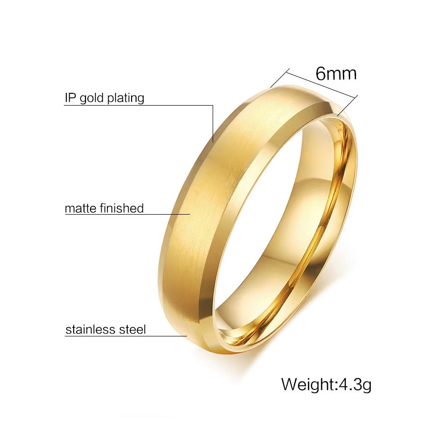 Custom Engraved Unisex Band Ring - Gold, Silver, Black